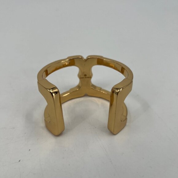 Tory Burch Gold Tone Chunky Cuff Bracelet | Statement Jewelry - Picture 10 of 10